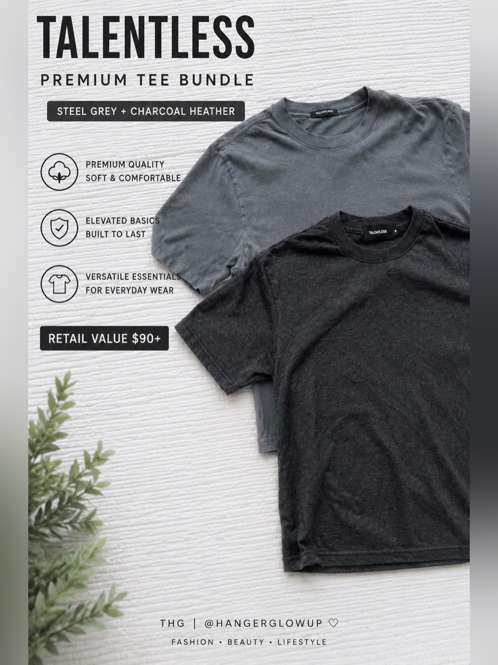 Talentless Premium Tee Bundle Small Steel Grey & Charcoal Heather